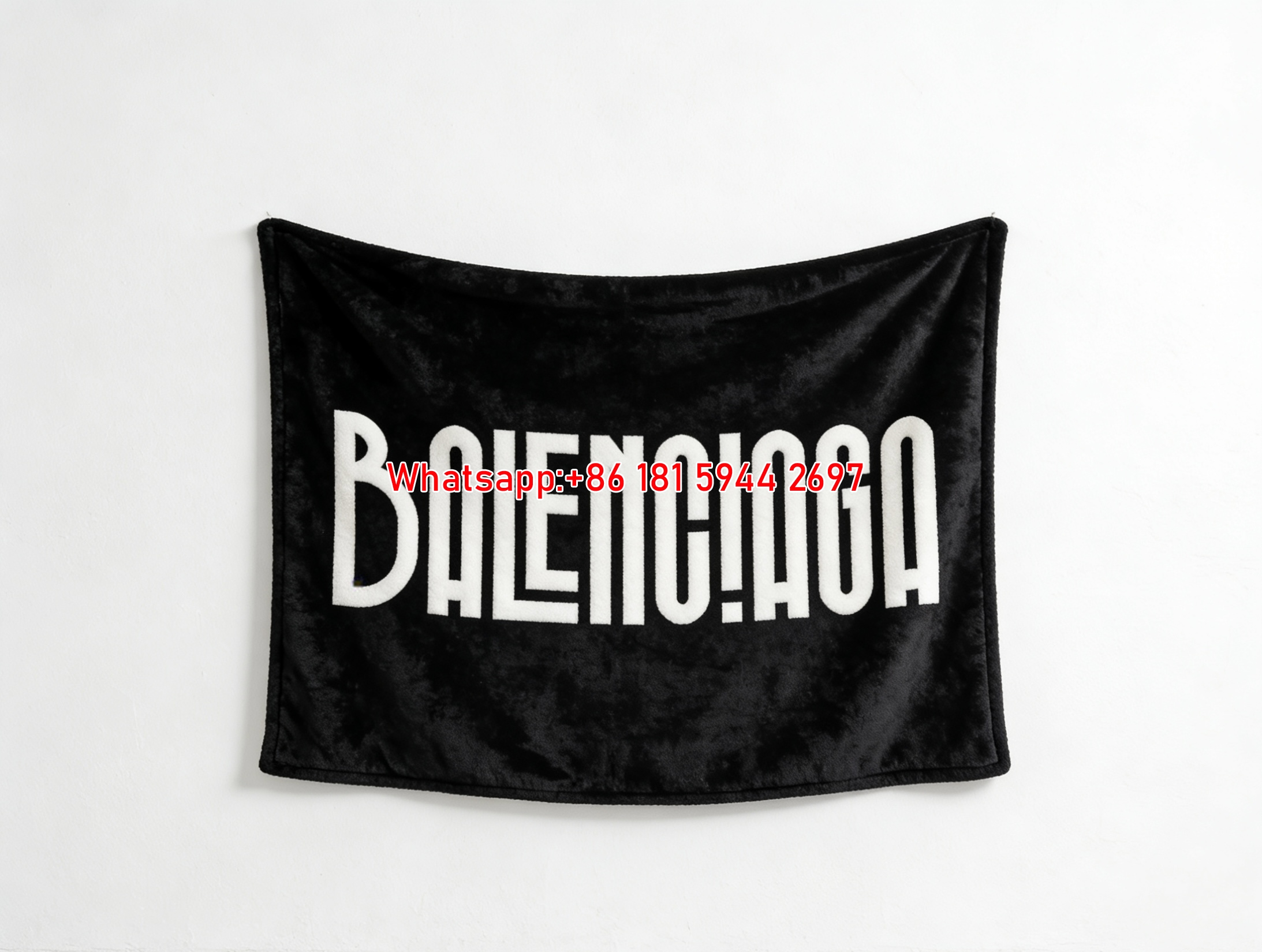 Balenciaga Logo Print Flannel Throw Blanket BA366